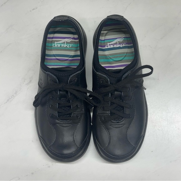 Dansko Black Leather Water-Resistant Lace Up Sneakers Size 36 - Picture 4 of 7